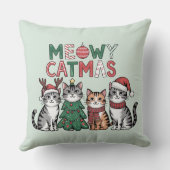 Meowy Catmas Cute Christmas Cats - Holiday Decor クッション (裏面)