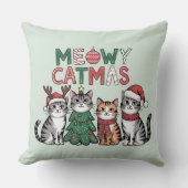 Meowy Catmas Cute Christmas Cats - Holiday Decor クッション (正面)