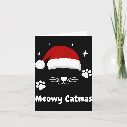 Meowy Catmas Cute Kitten Cats Santa Hat Christmas  カード (正面)