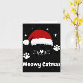 Meowy Catmas Cute Kitten Cats Santa Hat Christmas  カード (黄色い花)