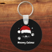 Meowy Catmas Cute Kitten Cats Santa Hat Christmas  キーホルダー (正面)