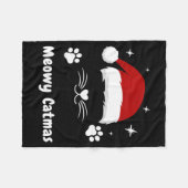Meowy Catmas Cute Kitten Cats Santa Hat Christmas  フリースブランケット (正面(横))