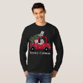 Meowy Catmas Funny Christmas Cat Red Truck Tシャツ (正面フル)