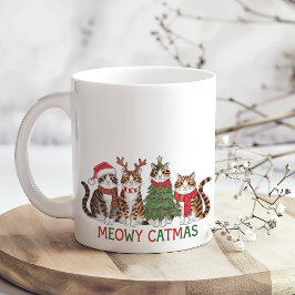 Meowy Catmas Funny Christmas Cats Holiday Gift コーヒーマグカップ
