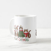 Meowy Catmas Funny Christmas Cats Holiday Gift コーヒーマグカップ (正面左)