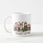 Meowy Catmas Funny Christmas Cats Holiday Gift コーヒーマグカップ (左)