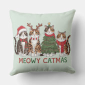 Meowy Catmas Funny Holiday Cats - Christmas Decor  クッション (裏面)