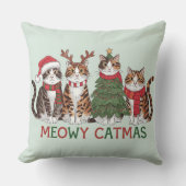 Meowy Catmas Funny Holiday Cats - Christmas Decor  クッション (正面)