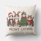 Meowy Catmas Funny Holiday Cats - Christmas Decor  クッション (裏面)