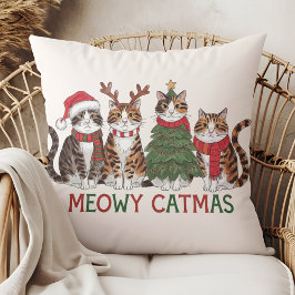 Meowy Catmas Funny Holiday Cats - Christmas Decor  クッション