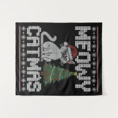Meowy Catmas Knitted Cat Tapestry タペストリー (正面(横))