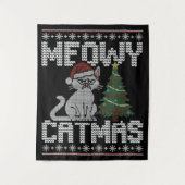 Meowy Catmas Knitted Cat Tapestry タペストリー (正面)