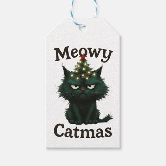 Meowy Catmas Moody cat ギフトタグ (正面)