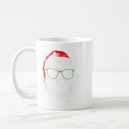 Meowy Catmas Santa Hat Cute Cat Christmas Pajamas コーヒーマグカップ (左)
