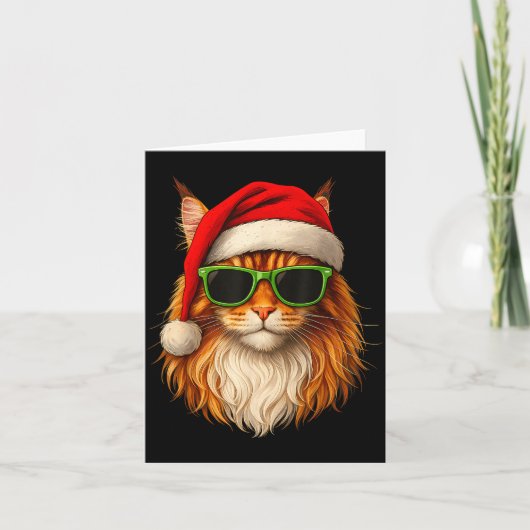 Meowy Catmas Santa Hat Maine Coon Cat Christmas Pa カード (正面)