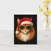Meowy Catmas Santa Hat Maine Coon Cat Christmas Pa カード (黄色い花)