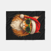 Meowy Catmas Santa Hat Maine Coon Cat Christmas Pa フリースブランケット (正面(横))