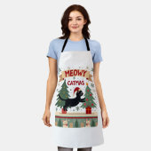 Meowy Catmas, Ugly Christmas Sweater, Cat Christma エプロン (着用した状態)