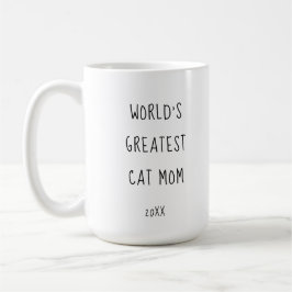 Meowy Catmas World's Greatest Cat Mom name photo コーヒーマグカップ
