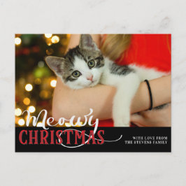 Meowy Christmasかわいい猫あなたの写真をカスタム追加 シーズンポストカード