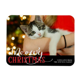 Meowy Christmasかわいい猫あなたの写真をカスタム追加 マグネット