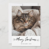 Meowy Christmasかわいい猫の手書き写真 シーズンカード (正面)