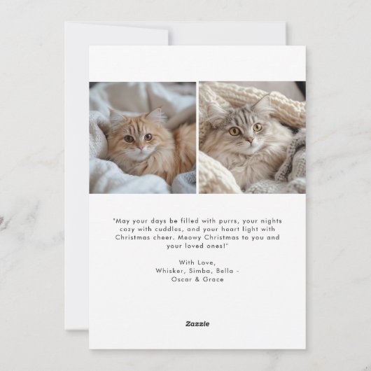 Meowy Christmasかわいい猫の手書き写真 シーズンカード (裏面)