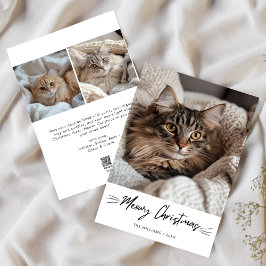 Meowy Christmasかわいい猫の手書き写真 シーズンカード