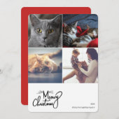 Meowy Christmasカスタム4角形写真 シーズンカード (正面/裏面)