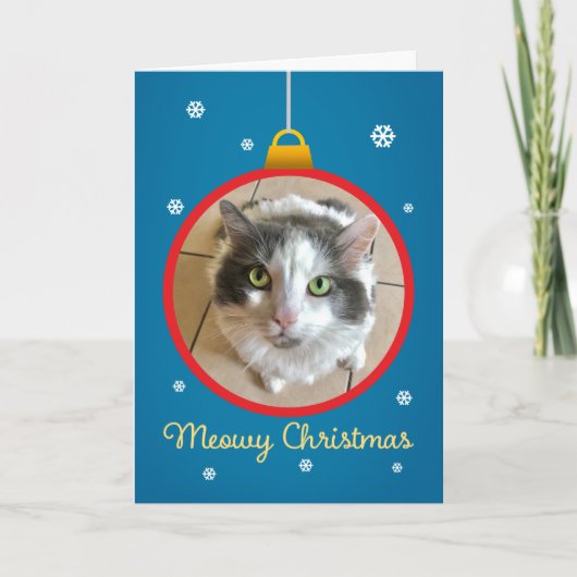 Meowy Christmasカスタム FRAMEの猫の写真を追加 シーズンカード (正面)