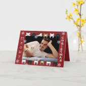 Meowy Christmas写真の休日を追加 カード (黄色い花)