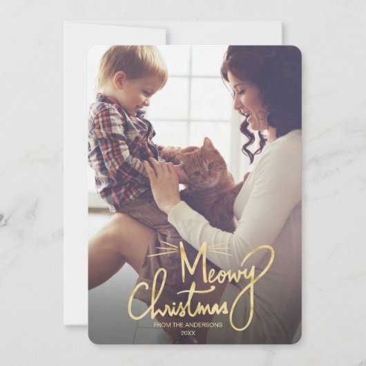 Meowy Christmas おもしろい Catクリスマスフォトカード シーズンカード (正面)