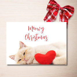 Meowy Christmas おもしろい Cat Photo Holiday Card サンキューカード