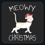 Meowy Christmas -おもしろい Christmas 2022 スクエアシール<br><div class="desc">キャッメリーマ、クリスおもしろいスマスウェット、クリスマス、かわいい猫のセーター。</div>