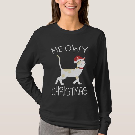 Meowy Christmas -おもしろい Christmas 2022 T-Shirt Tシャツ (正面)