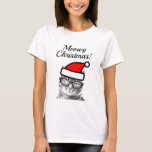 Meowy Christmas おもしろい Santa cat Holiday Tシャツ<br><div class="desc">Meowy Christmas おもしろい Santa cat Holiday Tシャツ。メガネとサンタクロース帽の可愛いネディー猫。おもしろいクリスマス猫好き、猫所有者、猫人、母、妹、友人、同僚などのギフト。このデザインはセーターでも使える。</div>