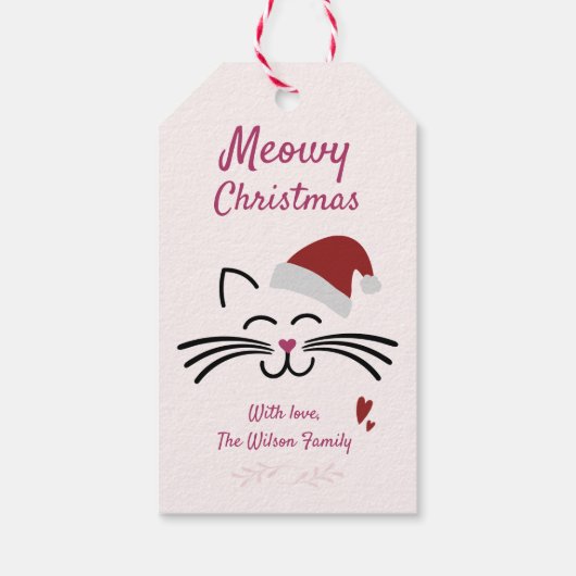 Meowy Christmas – かわいい子猫w.サンタの帽子 ギフトタグ (裏面)