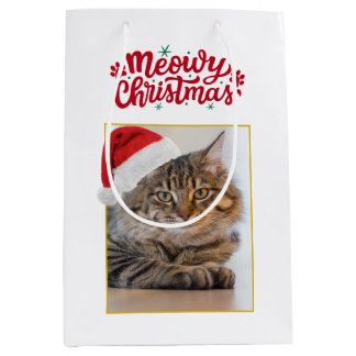 Meowy Christmas オリジナル写真 ミディアムギフトバッグ ミディアムペーパーバッグ