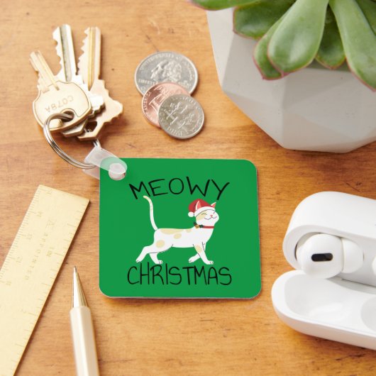 Meowy Christmas – クリスマおもしろいス キーホルダー (デスク)