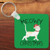 Meowy Christmas – クリスマおもしろいス キーホルダー (正面)