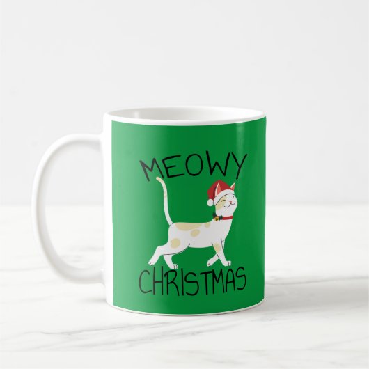 Meowy Christmas – クリスマおもしろいス コーヒーマグカップ (左)