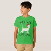 Meowy Christmas – クリスマおもしろいス Tシャツ (正面フル)