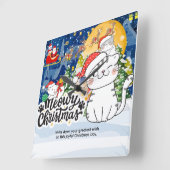 Meowy Christmas スクエア壁時計 (傾斜)