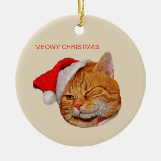 Meowy Christmas セラミックオーナメント (正面)