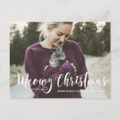 Meowy Christmas モダンKrightcoat Cat シーズンポストカード (正面)