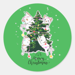Meowy Christmas  ラウンドシール
