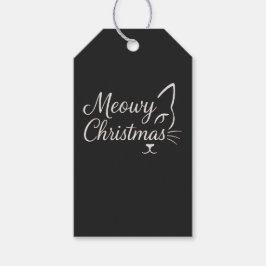「Meowy Christmas」洗練されたチャコールブラック ギフトタグ