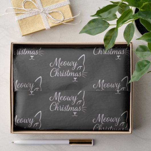 「Meowy Christmas」洗練されたチャコールブラック 薄葉紙 (ギフト)