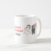 Meowy Christmas 猫マグカップ - 名前入りホリデーギフト コーヒーマグカップ (正面右)