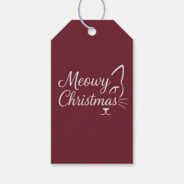 "Meowy Christmas" 高級ワインレッドギフト ギフトタグ